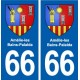 66 Amélie-les-Bains-Palalda escudo de armas de la etiqueta engomada de la placa de pegatinas de la ciudad