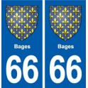 66 Bages blason autocollant plaque stickers ville