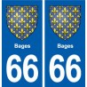 66 Bages blason autocollant plaque stickers ville