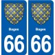 66 Bages blason autocollant plaque stickers ville