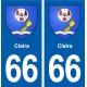 66 Claira blason autocollant plaque stickers ville