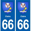66 Claira blason autocollant plaque stickers ville
