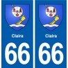 66 Claira blason autocollant plaque stickers ville