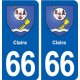 66 Claira blason autocollant plaque stickers ville