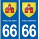 66 Palau-del-Vidre blason autocollant plaque stickers ville