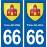 66 Palau-del-Vidre escudo de armas de la etiqueta engomada de la placa de pegatinas de la ciudad