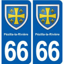 66 Pézilla-la-Rivière blason autocollant plaque stickers ville
