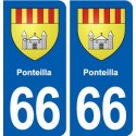 66 Ponteilla blason autocollant plaque stickers ville