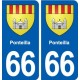 66 Ponteilla blason autocollant plaque stickers ville