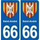 66 Saint-André blason autocollant plaque stickers ville