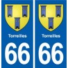 66 Torreilles blason autocollant plaque stickers ville