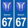 67 Bœrsch blason autocollant plaque stickers ville