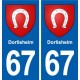 67 Dorlisheim blason autocollant plaque stickers ville