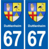 67 Duttlenheim blason autocollant plaque stickers ville