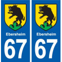 67 Ebersheim blason autocollant plaque stickers ville