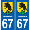 67 Ebersheim blason autocollant plaque stickers ville