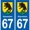 67 Ebersheim blason autocollant plaque stickers ville