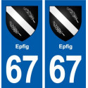 67 Epfig blason autocollant plaque stickers ville