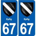 67 Epfig blason autocollant plaque stickers ville