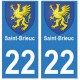 22 Saint-Brieuc autocollant plaque blason armoiries stickers département