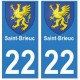 22 Saint-Brieuc autocollant plaque blason armoiries stickers département