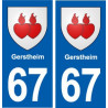 67 Gerstheim blason autocollant plaque stickers ville