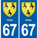 67 Gries blason autocollant plaque stickers ville