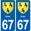 67 Gries blason autocollant plaque stickers ville