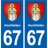 67 Hochfelden blason autocollant plaque stickers ville