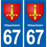 67 Hilsenheim blason autocollant plaque stickers ville