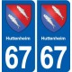 67 Huttenheim blason autocollant plaque stickers ville