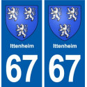 67 Ittenheim blason autocollant plaque stickers ville