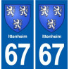 67 Ittenheim blason autocollant plaque stickers ville