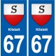 67 Kilstett blason autocollant plaque stickers ville