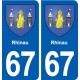 67 Rhinau blason autocollant plaque stickers ville