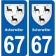 67 Scherwiller blason autocollant plaque stickers ville