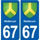 67 Weitbruch  blason autocollant plaque stickers ville