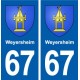 67 Weyersheim blason autocollant plaque stickers ville