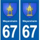 67 Weyersheim blason autocollant plaque stickers ville