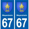 67 Weyersheim blason autocollant plaque stickers ville