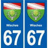 67 Wisches blason autocollant plaque stickers ville