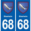 68 Biesheim blason autocollant plaque stickers ville