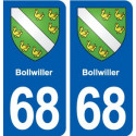 68 Bollwiller blason autocollant plaque stickers ville