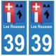 39 Les Rousses autocollant plaque blason armoiries stickers département