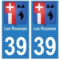 39 Les Rousses autocollant plaque blason armoiries stickers département