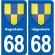 68 Hégenheim blason autocollant plaque stickers ville