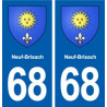 68 Neuf-Brisach blason autocollant plaque stickers ville