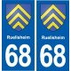 68 Ruelisheim blason autocollant plaque stickers ville