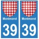 39 Montmorot autocollant plaque blason armoiries stickers département ville