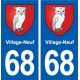 68 Village-Neuf blason autocollant plaque stickers ville